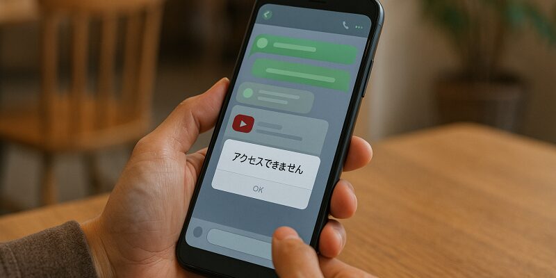 LINEから開いたYouTubeリンクでエラー表示が出る