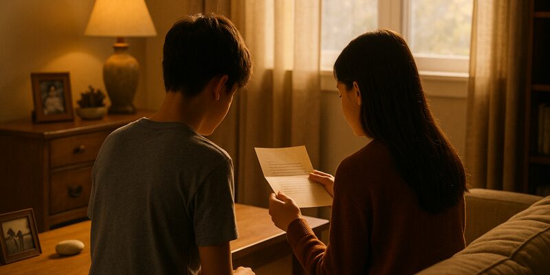 親からの手紙を手にして感動