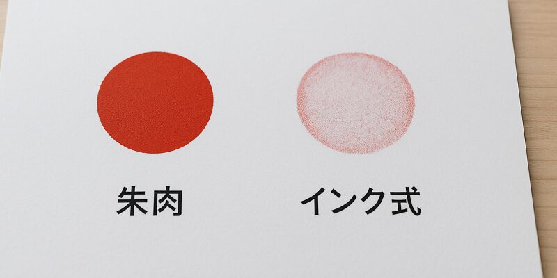 朱肉使用印とシャチハタ印の印影の違いを比較した図