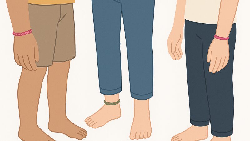 恋愛運を高めるためのミサンガ装着位置を示したイラスト