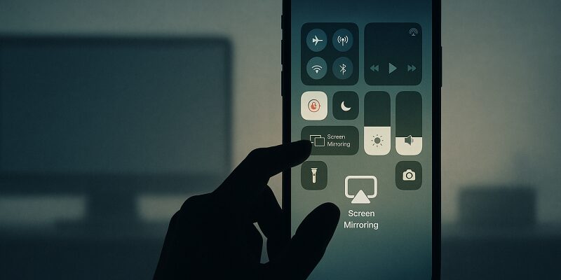 iPhoneの画面ミラーリング設定を確認する様子のイメージ