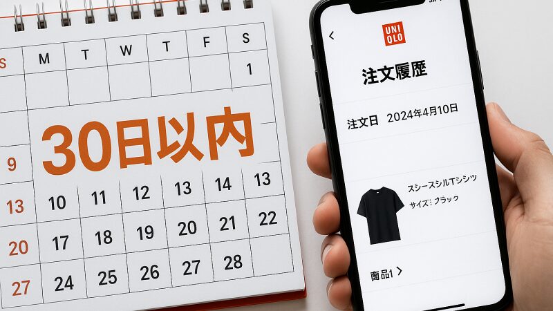ユニクロオンラインの返品期間「注文日から30日以内」を強調したカレンダーのイメージ