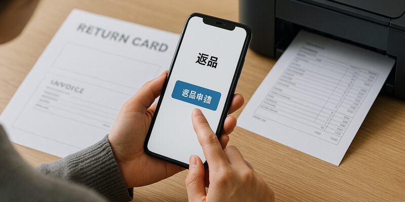 ユニクロオンラインの返品手続きをスマホで操作する流れのイメージ