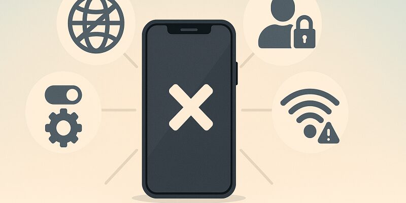 Instagramライブができない5つの原因をイメージ的に表現したビジュアル
