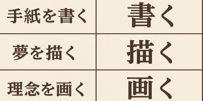 創作シーンにおける「書く」と「描く」の使い分け例。ネームや設定の制作場面が描かれている。