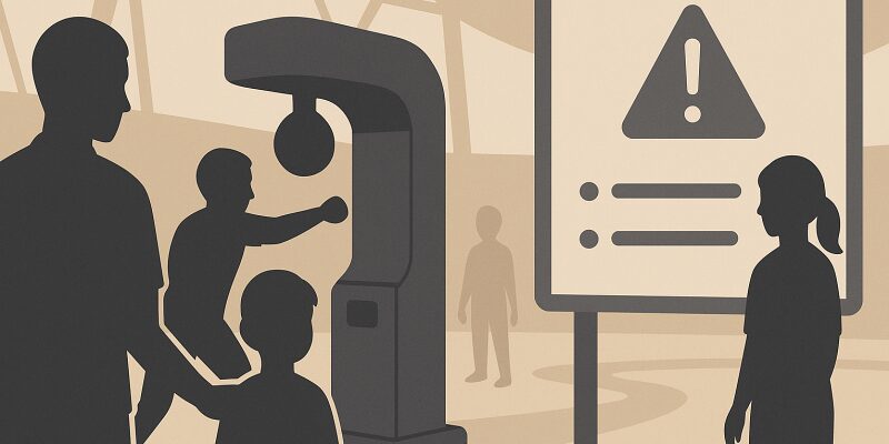 パンチングマシンを安全に楽しむためのマナーとルールを示したイラスト