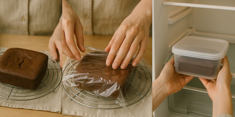  ガトーショコラを丁寧に冷やしていく手順がわかる調理ステップの様子