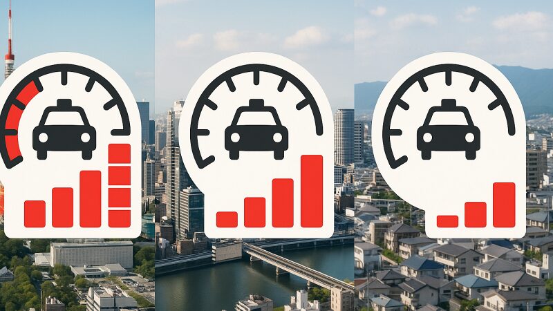 都市部と地方で異なるタクシー料金の比較イメージ
