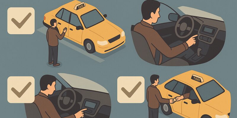 トラブル回避のためのタクシー利用チェックポイントの図解