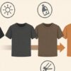 黒い服がオレンジや茶色に変色してしまう原因を説明する図解イメージ