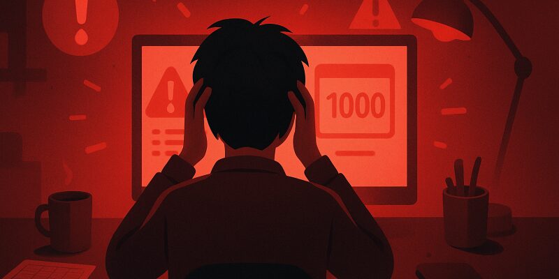 文章の文字数ミスや見落としをイメージした注意喚起風の構図