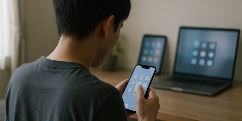 Netflixの端末管理に関する誤解を表現したイメージ。アプリ削除やOS更新による想定外のエラー発生を示唆する構成。