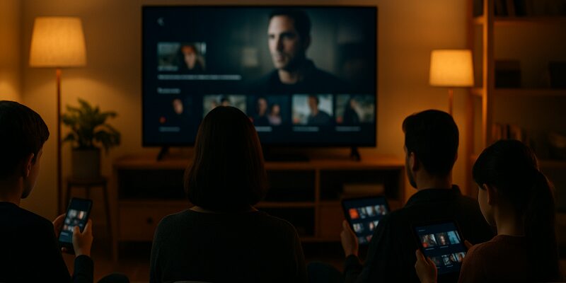 Netflixでダウンロード端末数の上限に達する典型的なシチュエーションのイメージ画像。