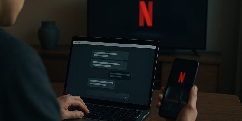 Netflix公式サポートへの相談やミラーリング視聴といった最終手段をイメージした画像。