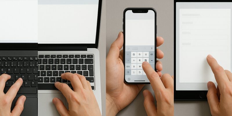 パソコン・スマホ・タブレットで2乗記号を入力する操作のイメージ図