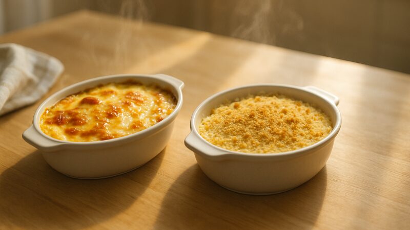 グラタンを美味しく仕上げるためのチーズとパン粉